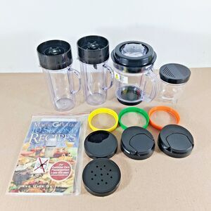 MAGIC BULLET 16pc Mixed Parts Lot! Cups, Lids, Blender Jar, Strainers + More!